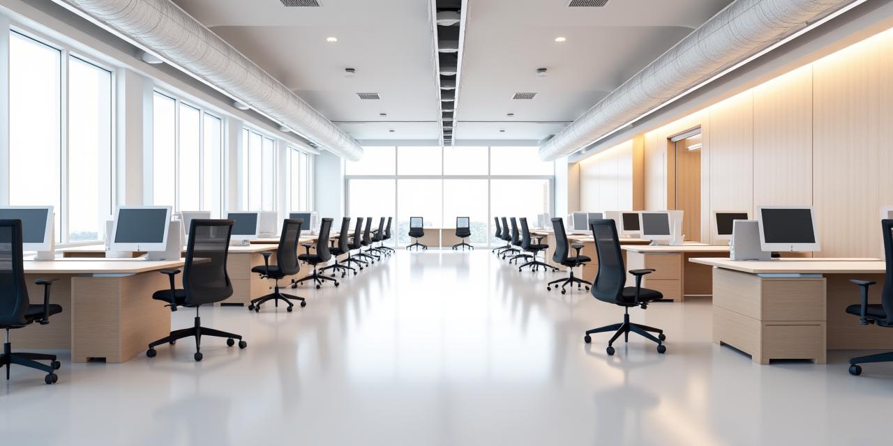 オフィスレイアウトの3Dレンダリング画像