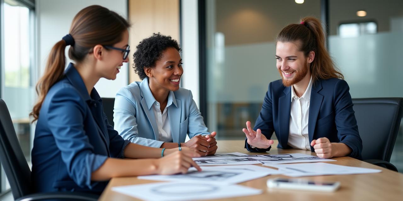 オフィスデザインについて打ち合わせをしているチーム